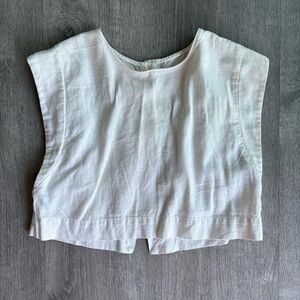 Women’s White Linen Crop Capped Tank Top